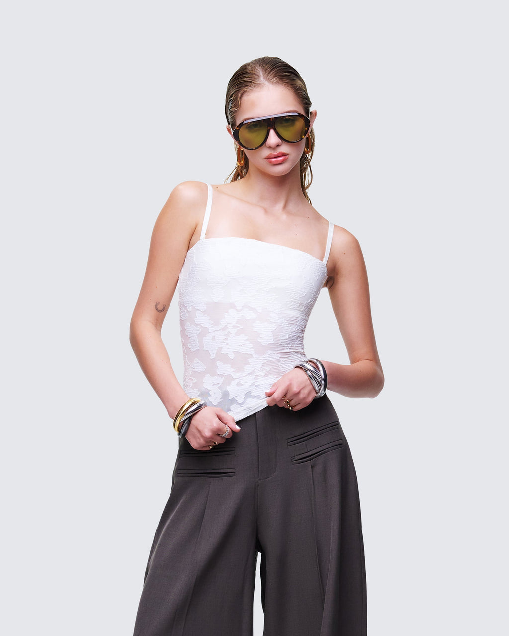 Finesse Sybil White Detachable Cami Top
