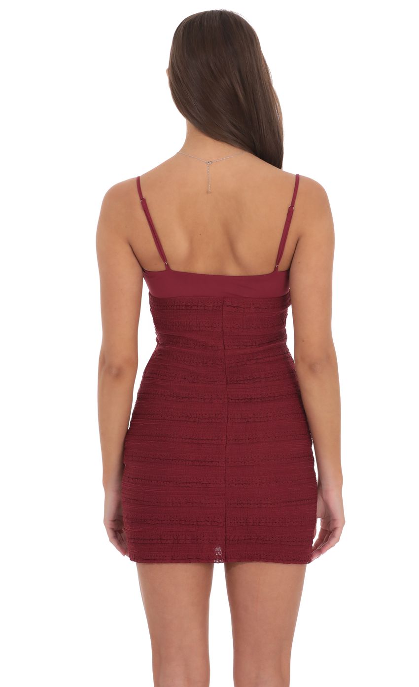 Lucy In The Sky Crinkle Bodycon Dress in Burgundy