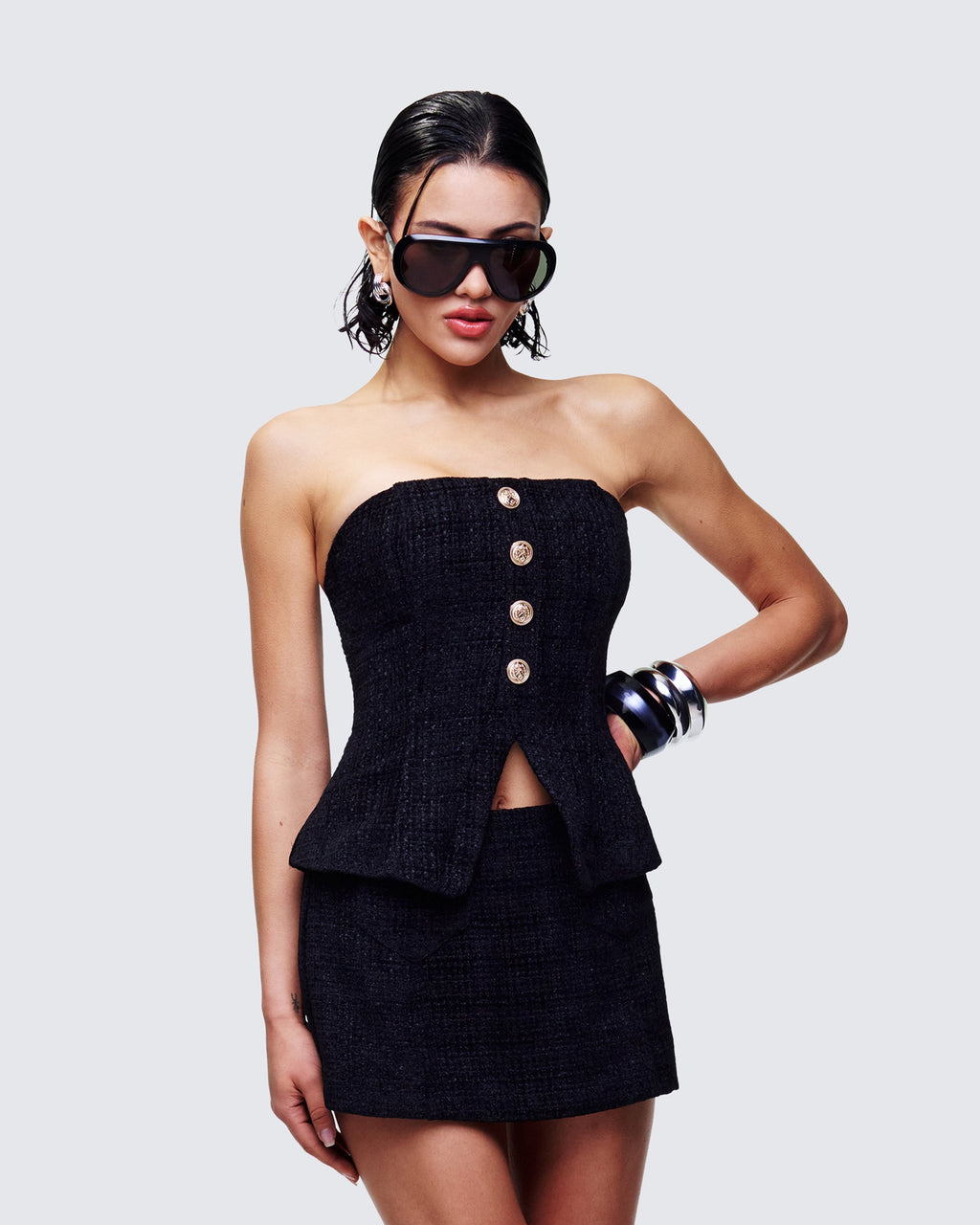 Finesse Nomi Tweed Bandeau Top