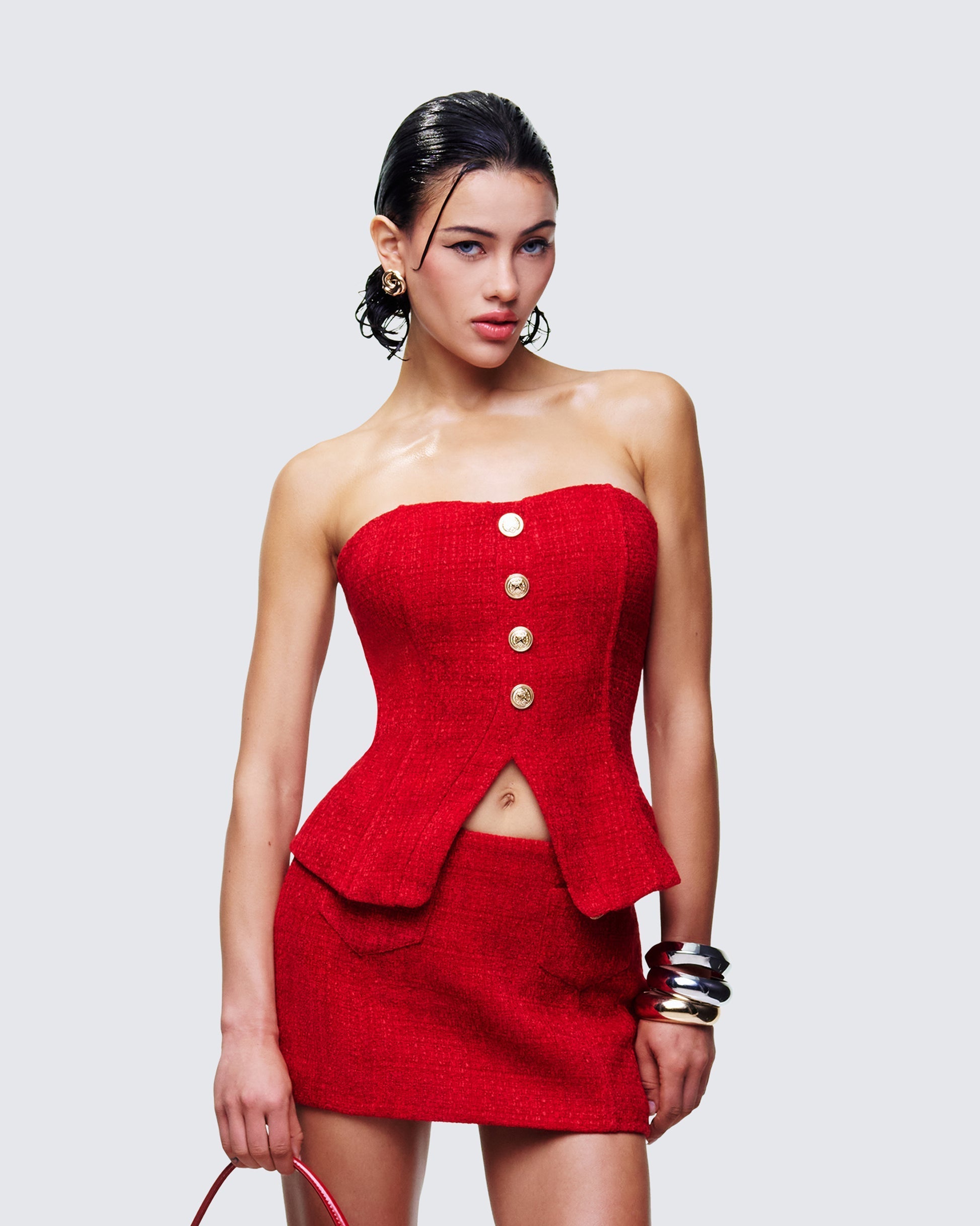 Finesse Nomi Tweed Bandeau Top