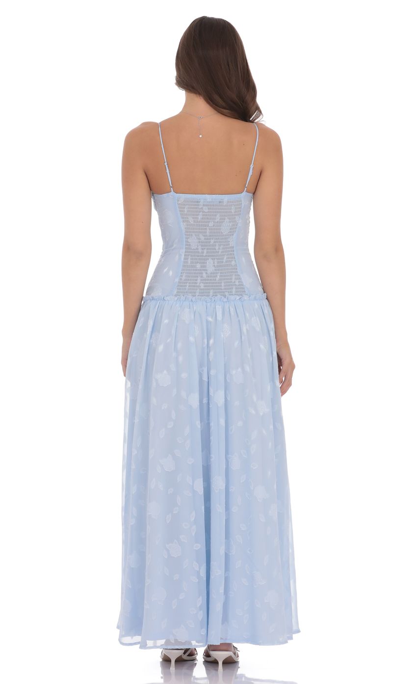 Lucy In The Sky Floral Chiffon Maxi Dress in Light Blue