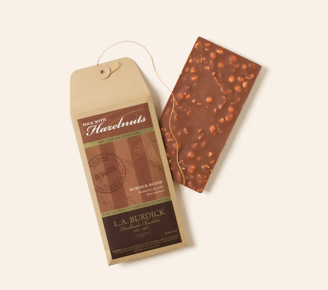 L.A. Burdick Chocolates Milk Chocolate Bar With Hazelnuts