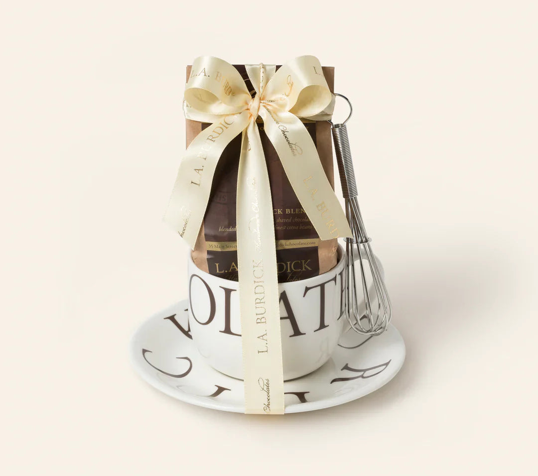 L.A. Burdick Chocolates Cup & Saucer Set With Dark Drinking Chocolate