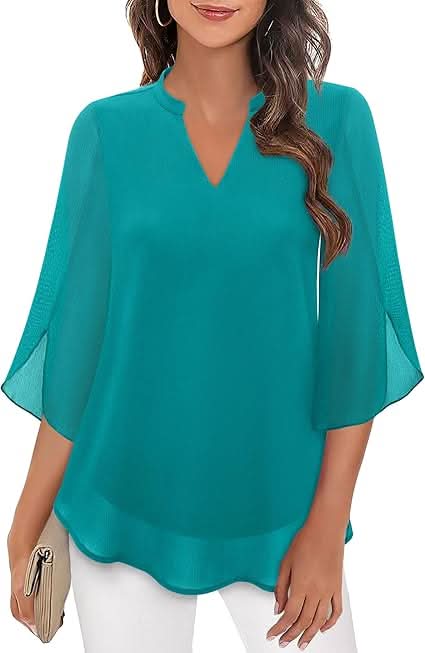 Nabalu Arielle | Women’s V-Neck Flutter Sleeve Relaxed Blouse