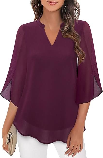 Nabalu Arielle | Women’s V-Neck Flutter Sleeve Relaxed Blouse