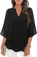 Nabalu Arielle | Women’s V-Neck Flutter Sleeve Relaxed Blouse