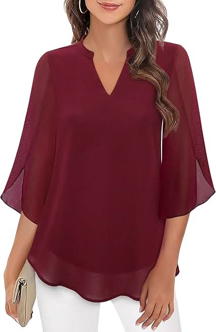 Nabalu Arielle | Women’s V-Neck Flutter Sleeve Relaxed Blouse