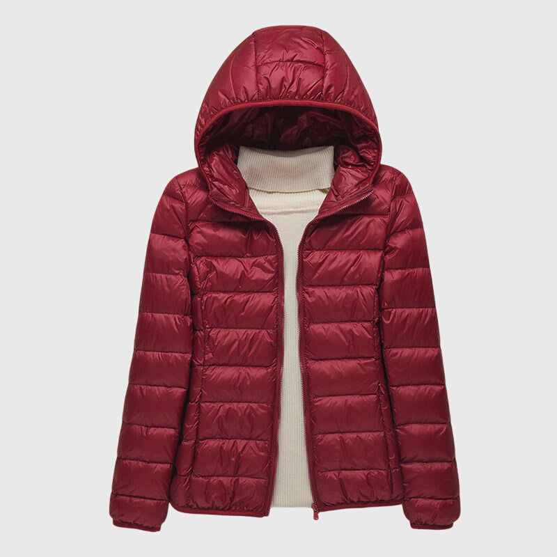 Nabalu Women’s Hooded Zip-Up Puffer Jacket – Lightweight Everyday Outerwear