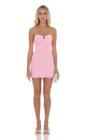 Lucy In The Sky Embellished Mesh Strapless Dress in Pink