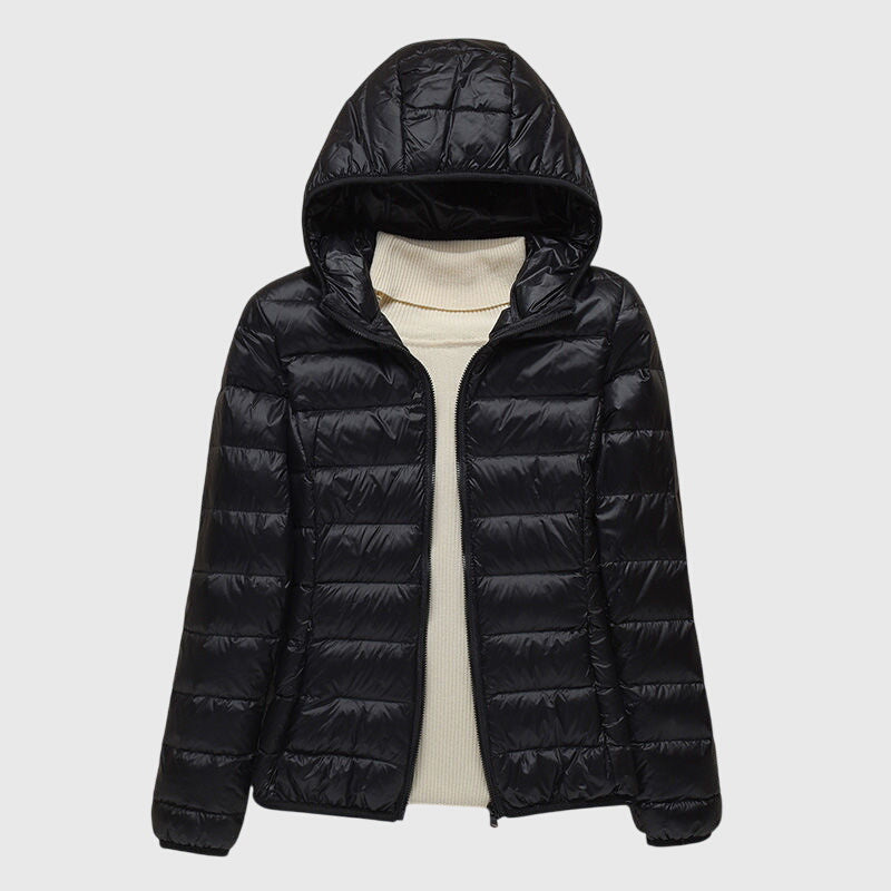 Nabalu Women’s Hooded Zip-Up Puffer Jacket – Lightweight Everyday Outerwear