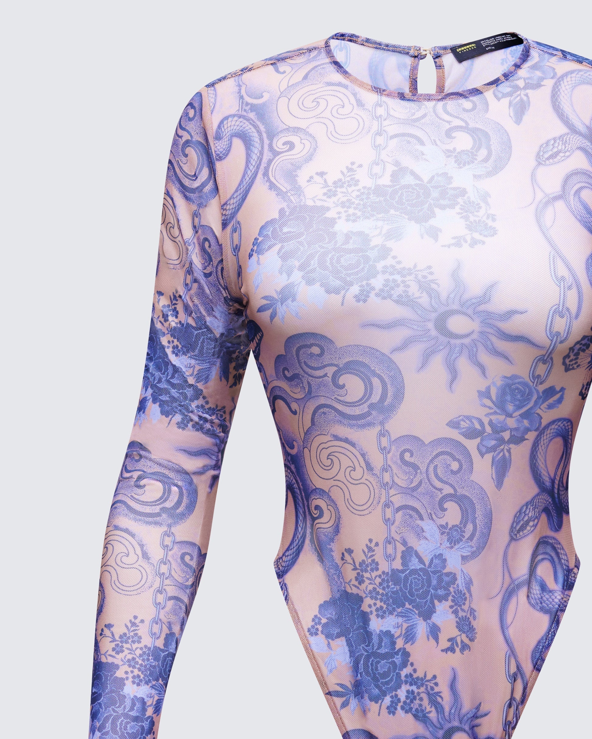 Finesse Thorne Multi Mesh Tattoo Printed Bodysuit