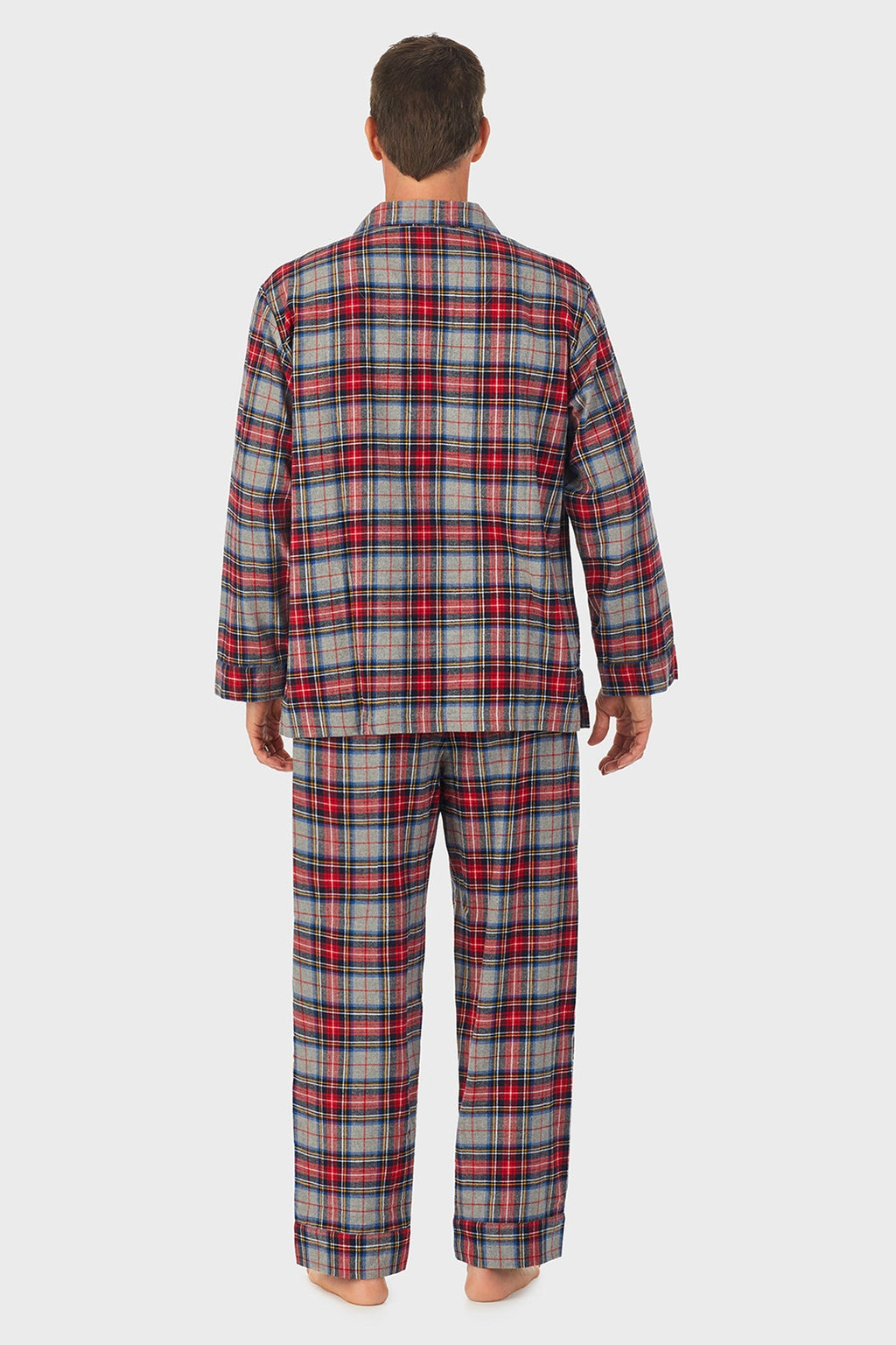 Lanz of Salzburg Men's Mens Grey Plaid Flannel Pajama