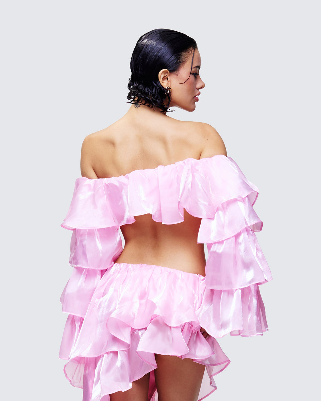 Finesse Skipper Ruffle Sleeve Crop Top