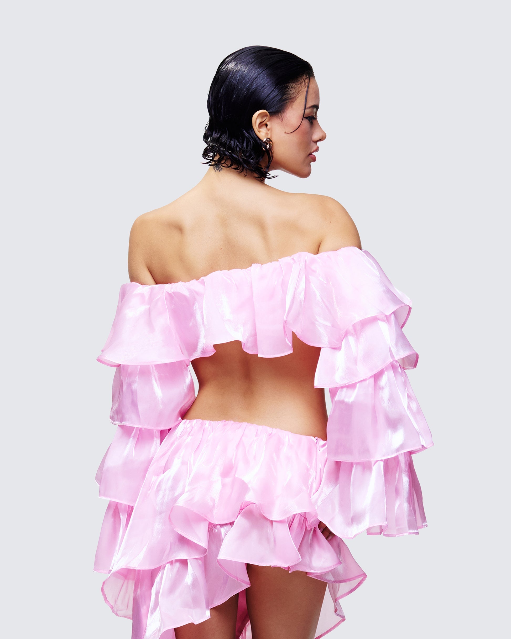 Finesse Skipper Ruffle Sleeve Crop Top