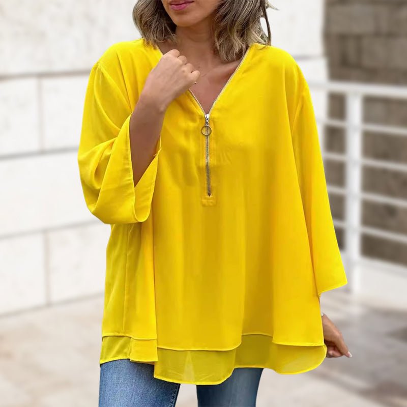 Nabalu Solmira | Women’s Relaxed Zip Front Tunic Blouse