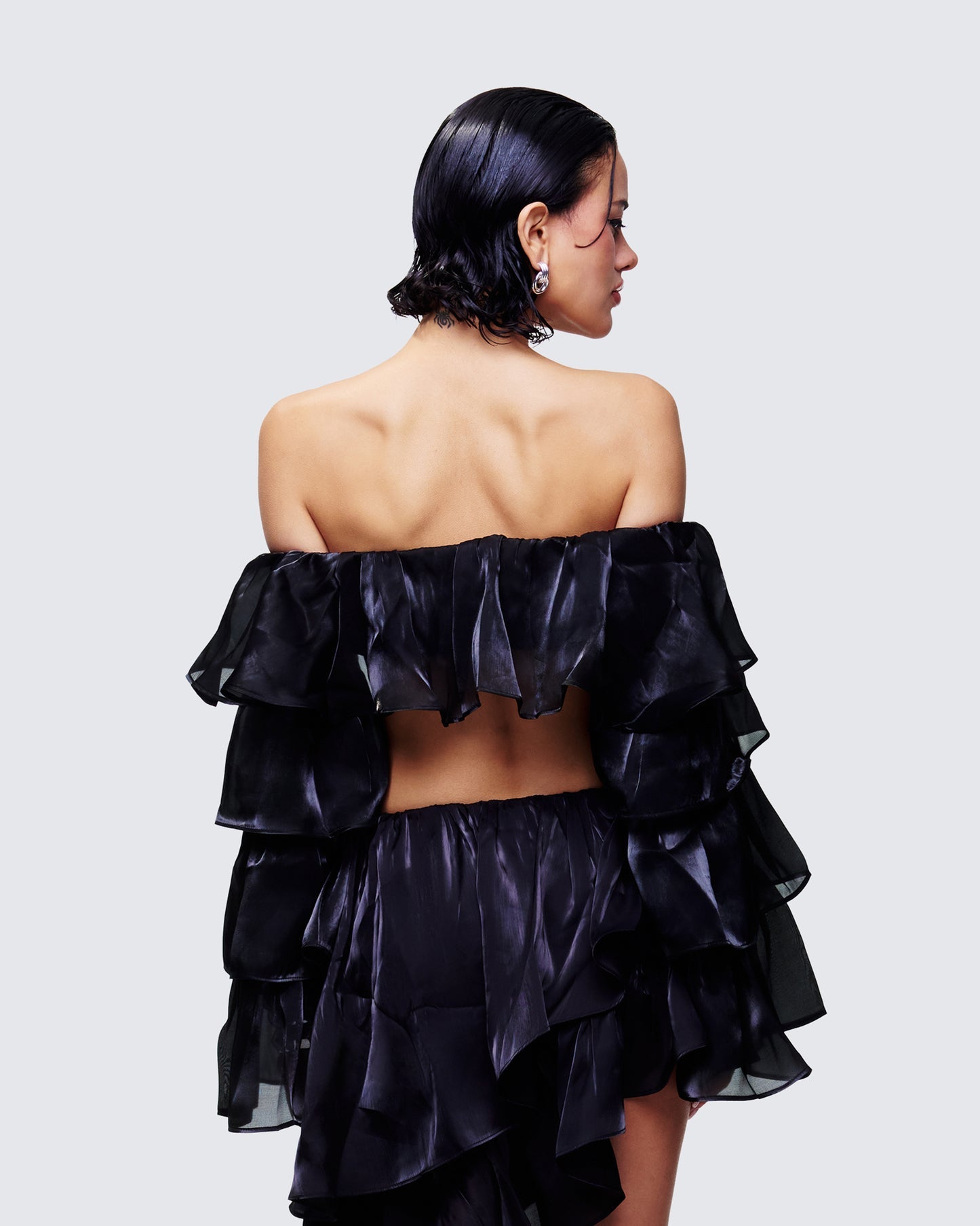 Finesse Skipper Ruffle Sleeve Crop Top