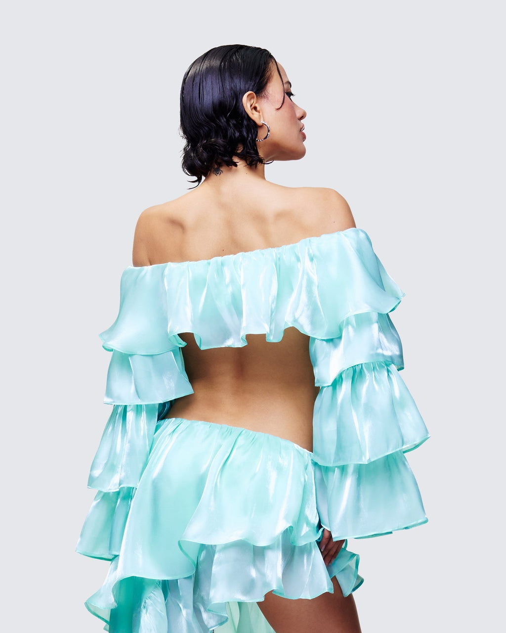 Finesse Skipper Ruffle Sleeve Crop Top