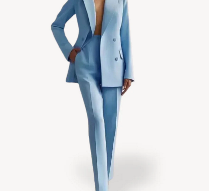 Nabalu Women’s Elegant Evening Set – Double Breasted Blazer and Tapered Pants