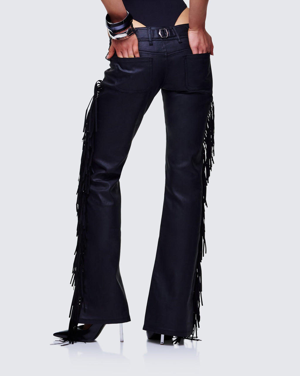 Finesse Delilah Black Denim Fringe Jeans