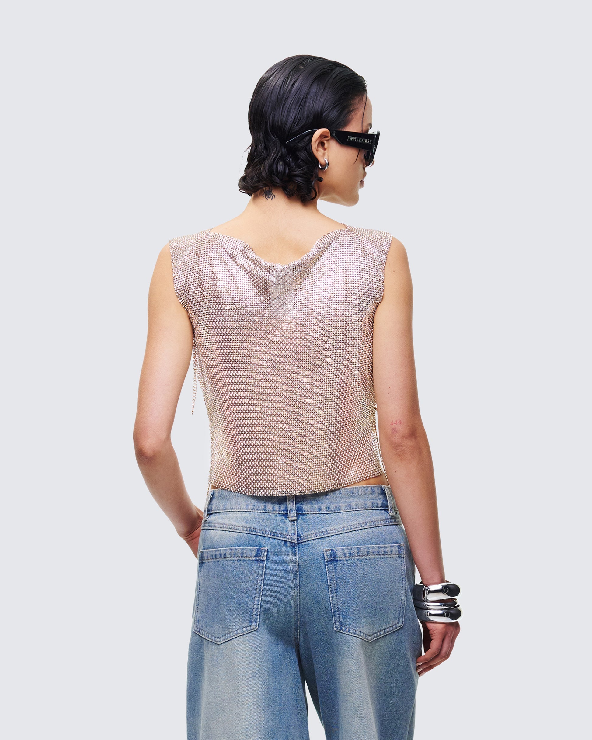 Finesse Fayla Gold Chainmail Square Top
