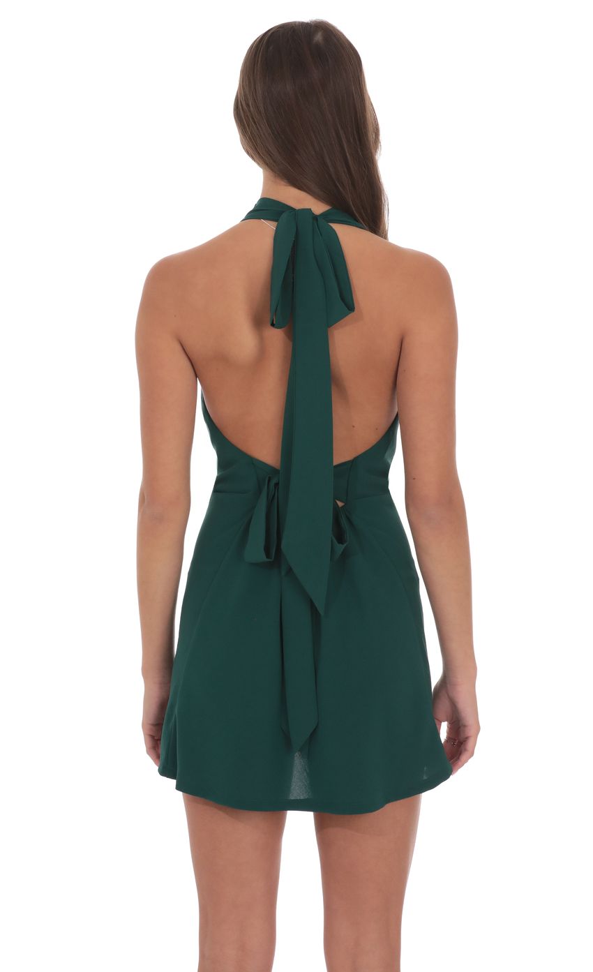 Lucy In The Sky Cowl Neck Halter Dress in Green