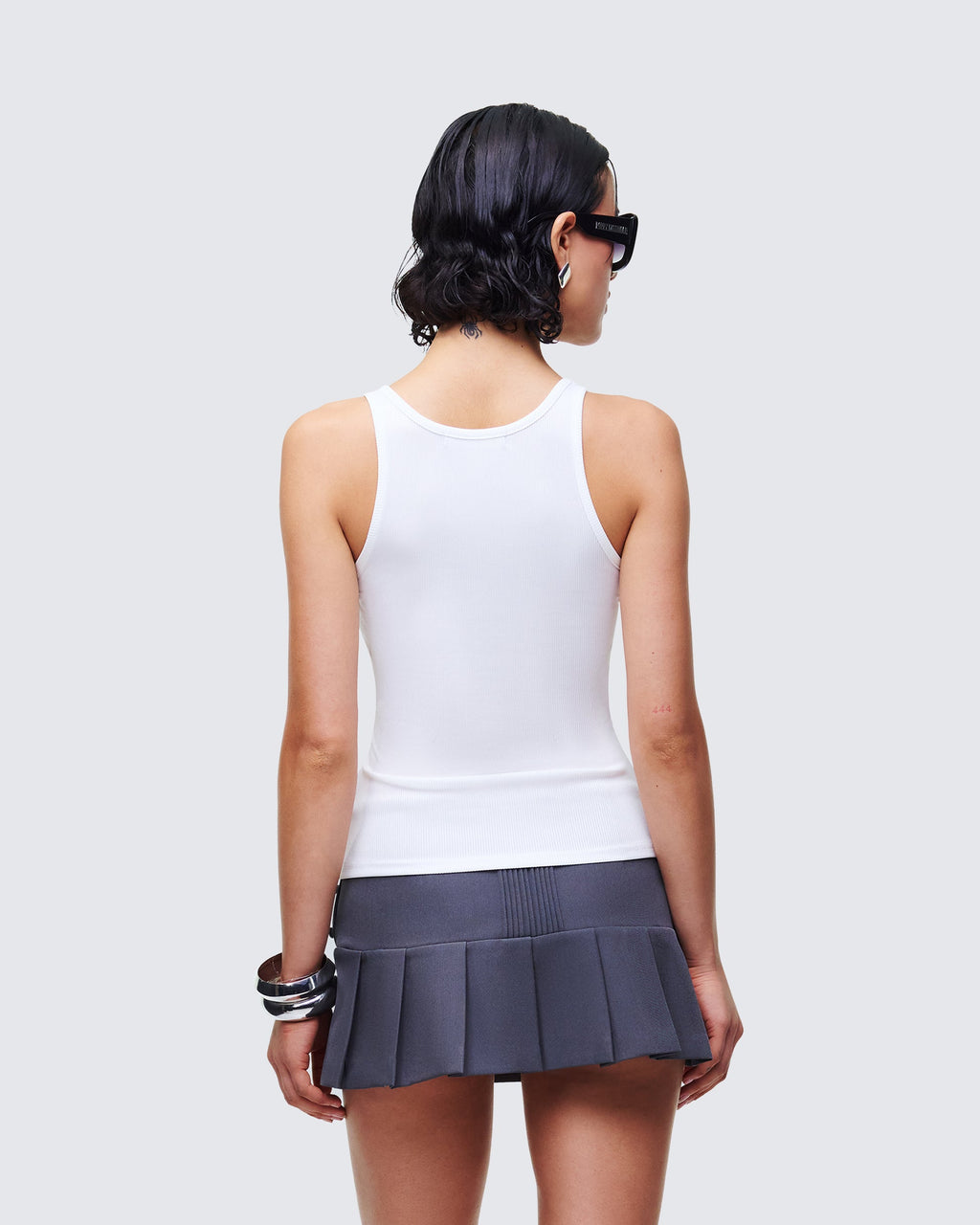 Finesse Evina White Graphic Rib Tank