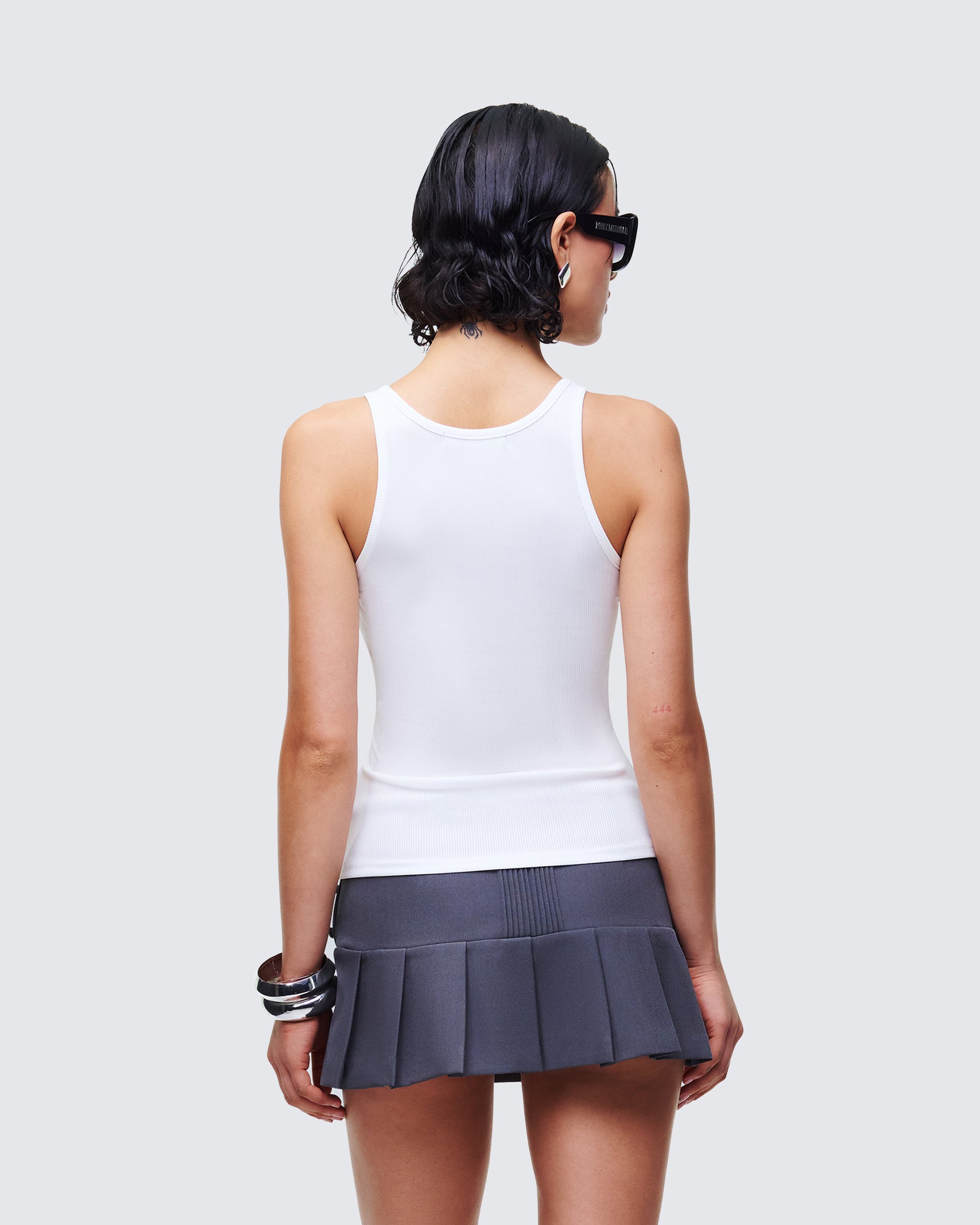 Finesse Evina White Graphic Rib Tank