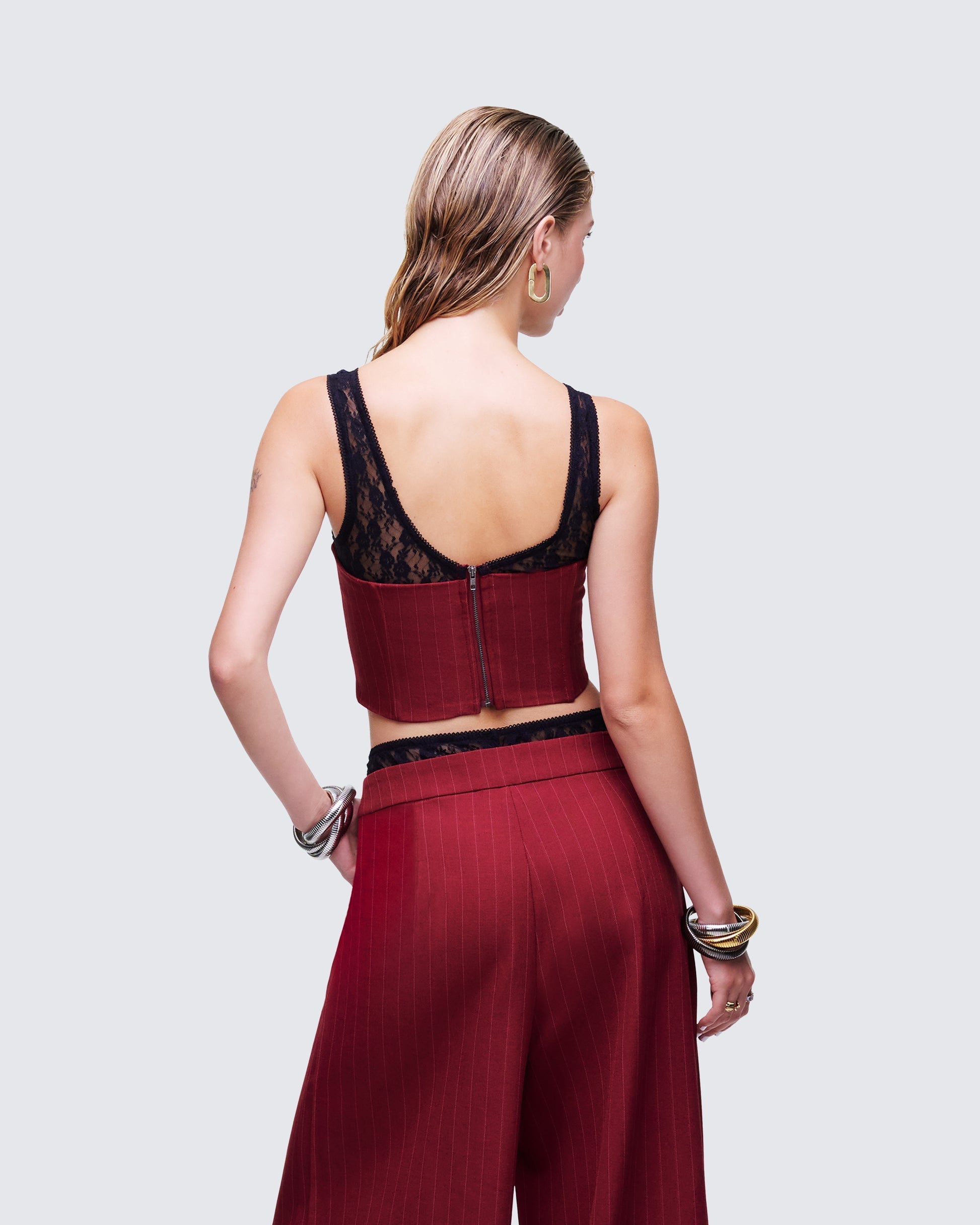 Scarlette Red Pinstripe Corset Top