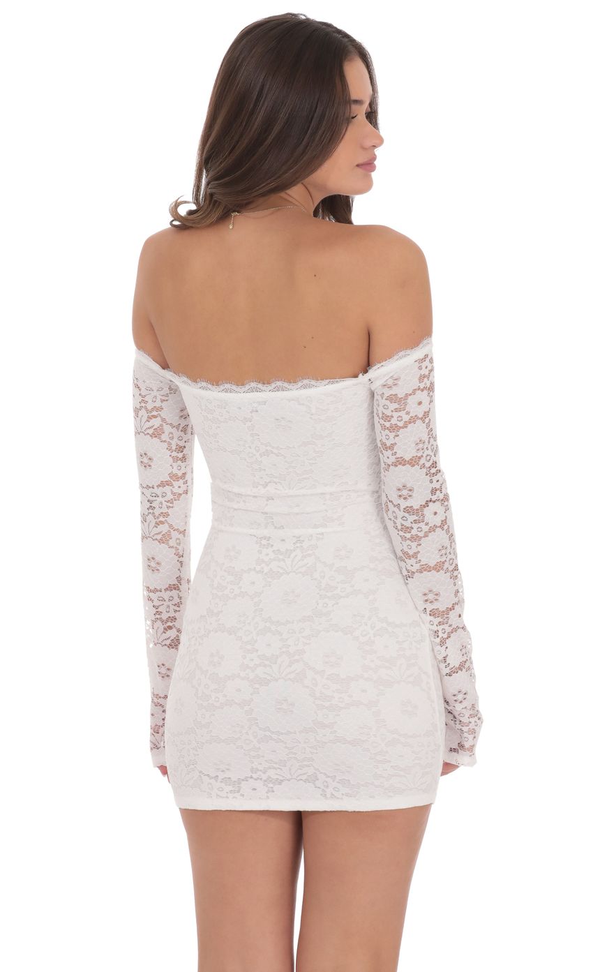 Lucy In The Sky Lace Off Shoulder Bodycon Dress in White