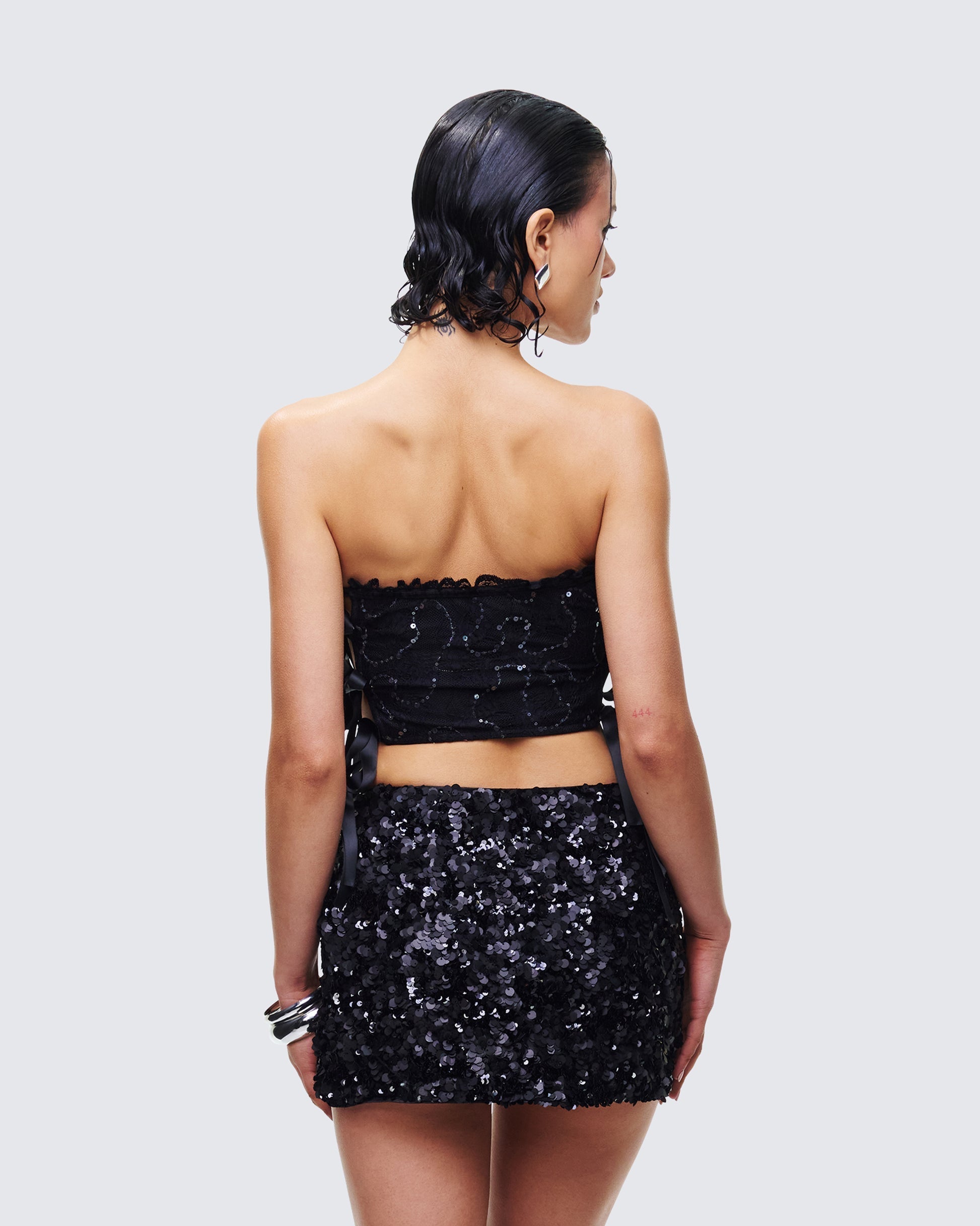 Finesse Cinday Sequin Side Tie Corset