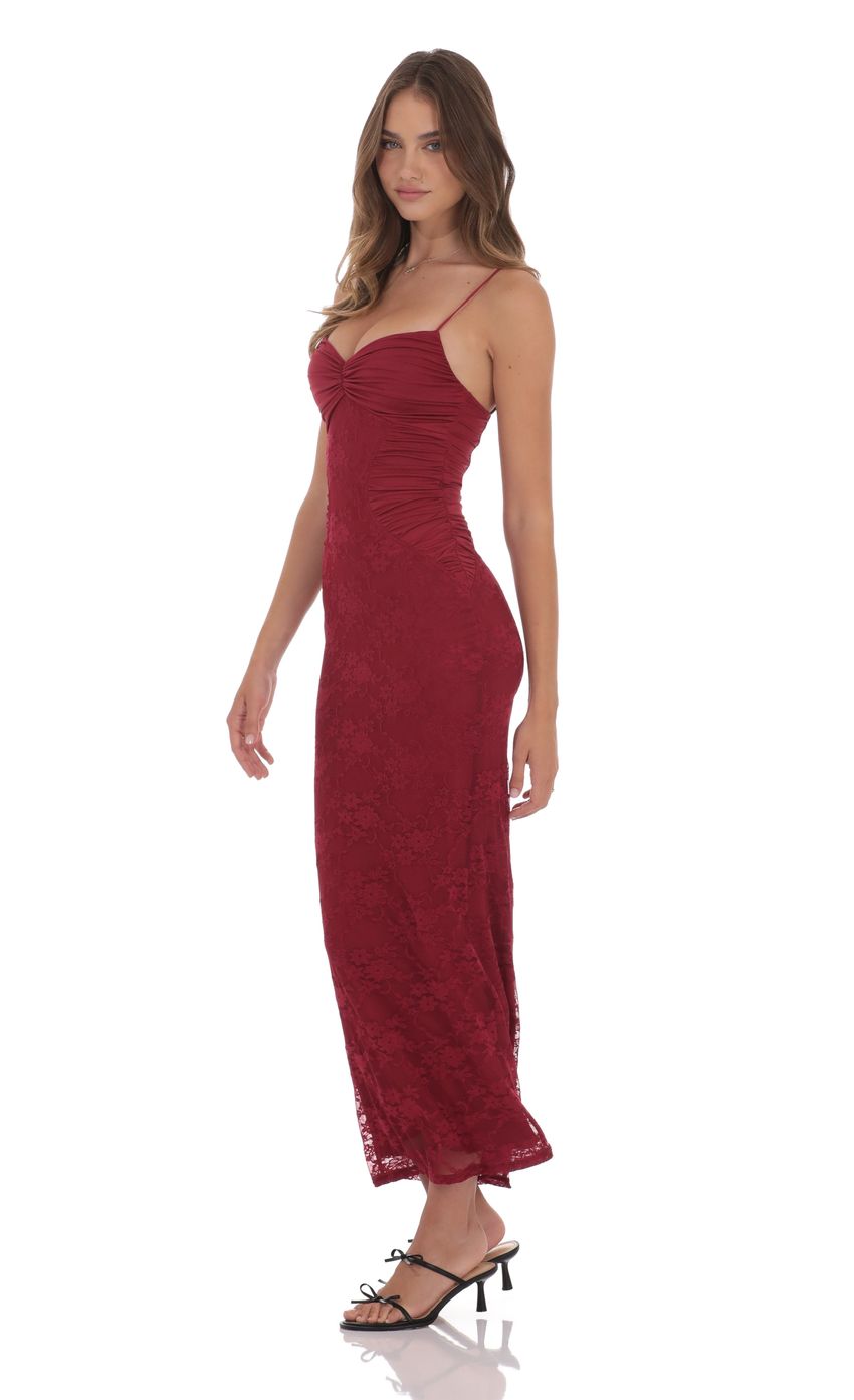 Lucy In The Sky Lace Contour Maxi Dress in Red