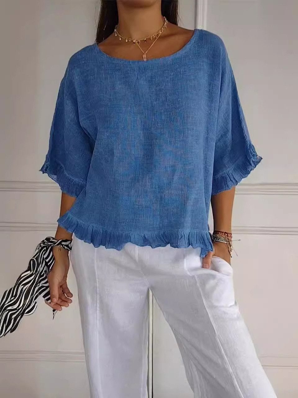 Nabalu Orlena | Women’s Ruffle Hem Relaxed Blouse
