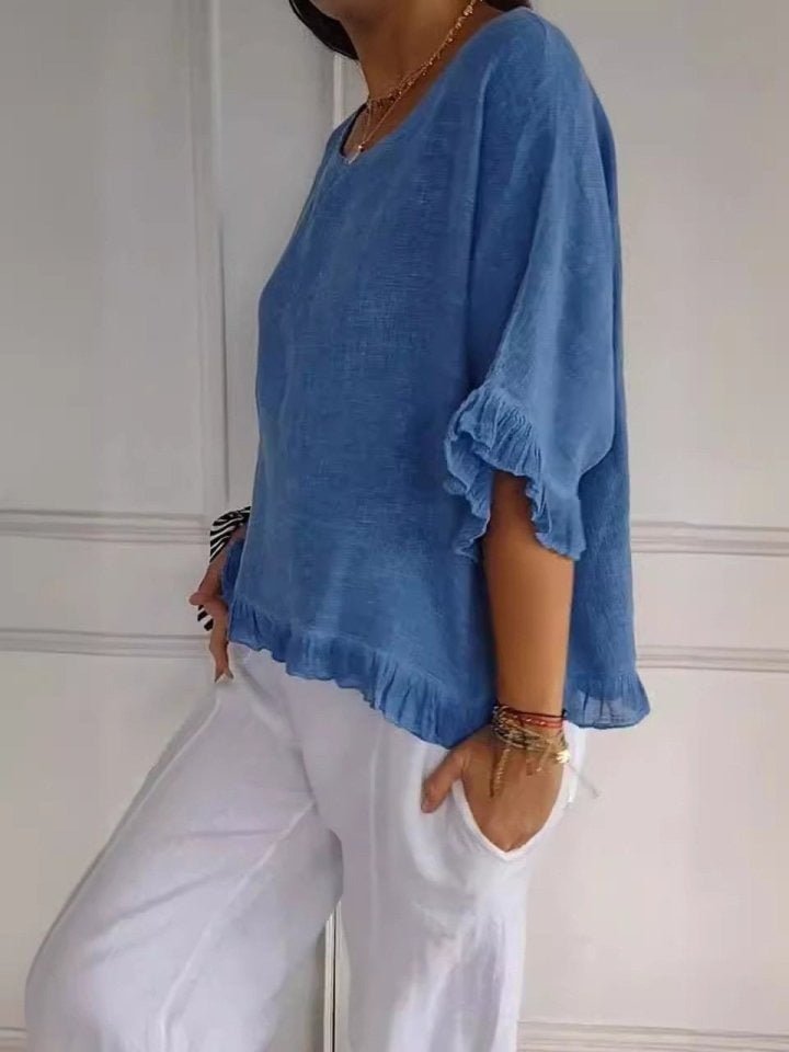 Nabalu Orlena | Women’s Ruffle Hem Relaxed Blouse