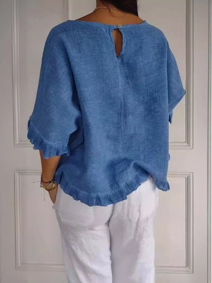 Nabalu Orlena | Women’s Ruffle Hem Relaxed Blouse
