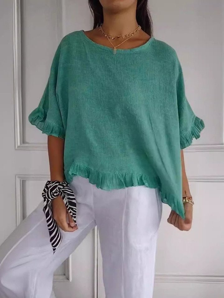 Nabalu Orlena | Women’s Ruffle Hem Relaxed Blouse