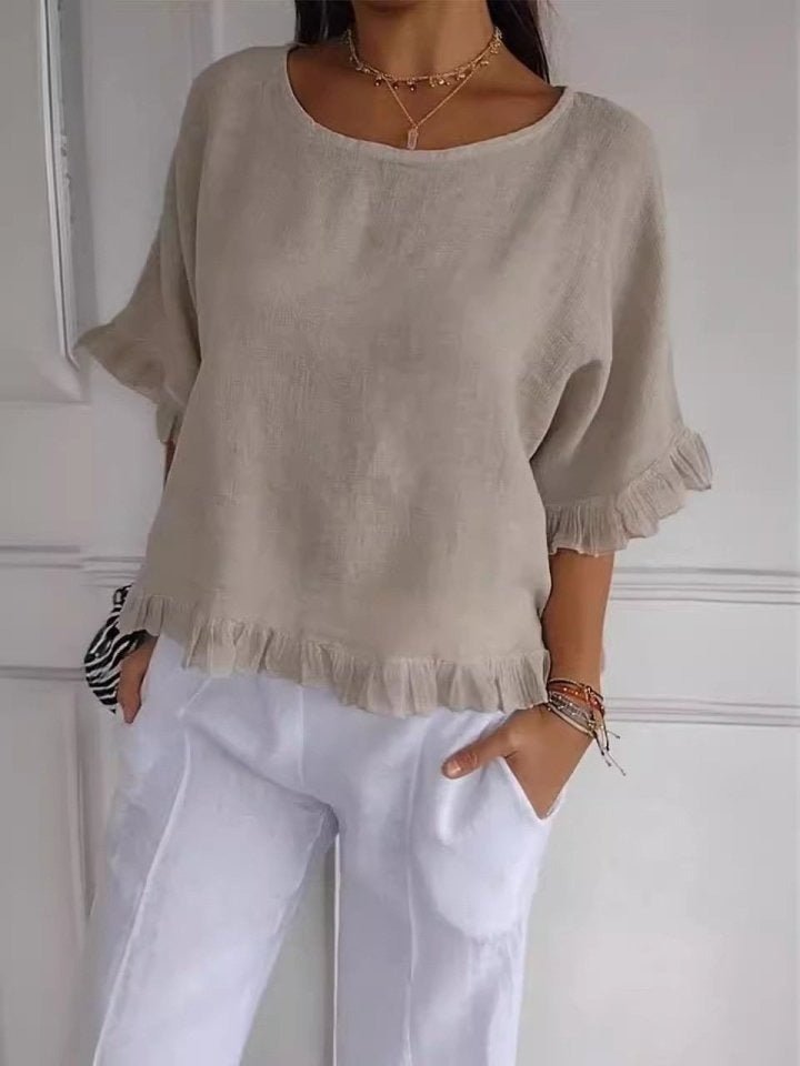 Nabalu Orlena | Women’s Ruffle Hem Relaxed Blouse