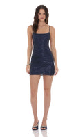 Lucy In The Sky Sequin Bodycon Dress in Navy