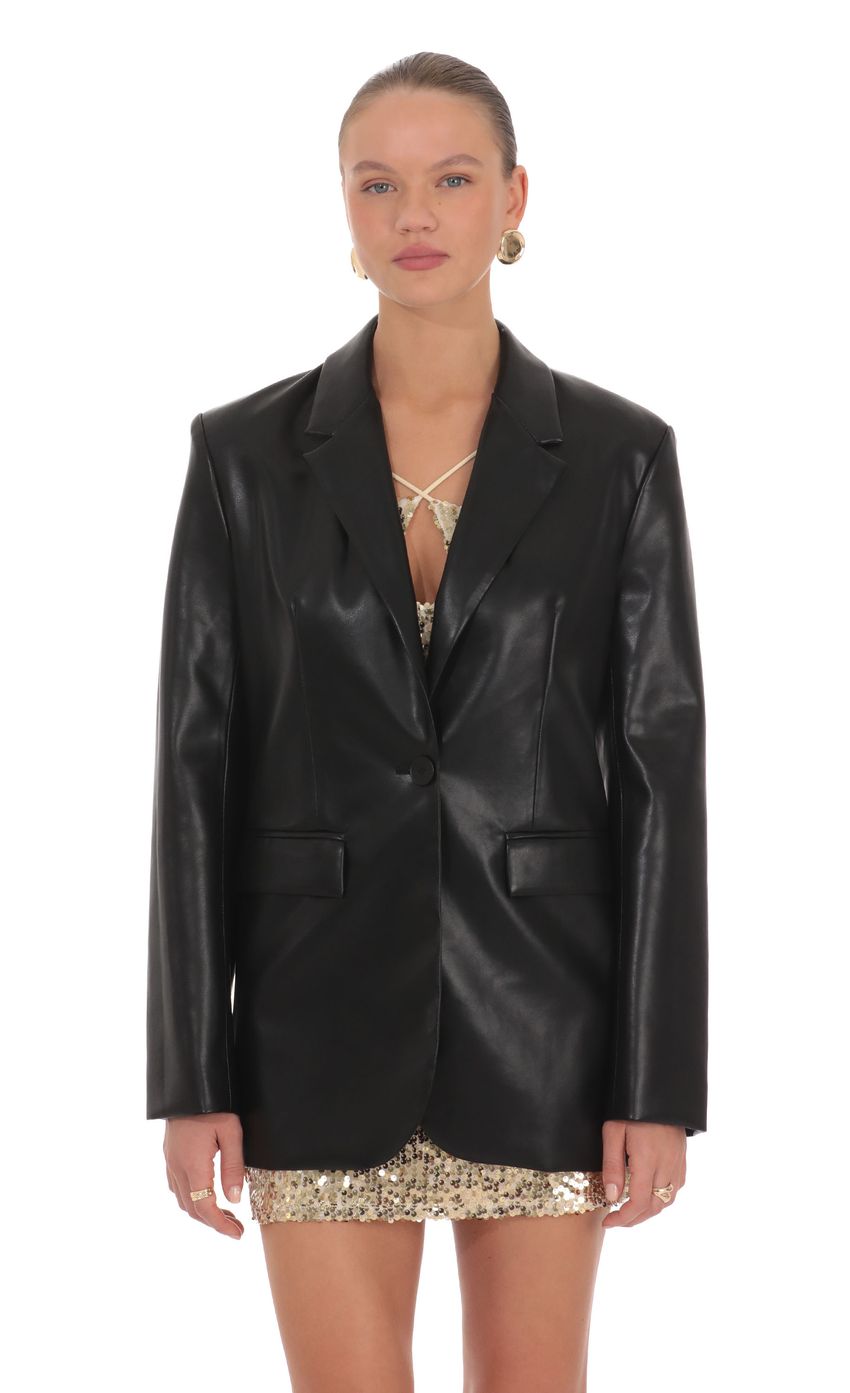 Lucy In The Sky Maria Faux Leather Blazer