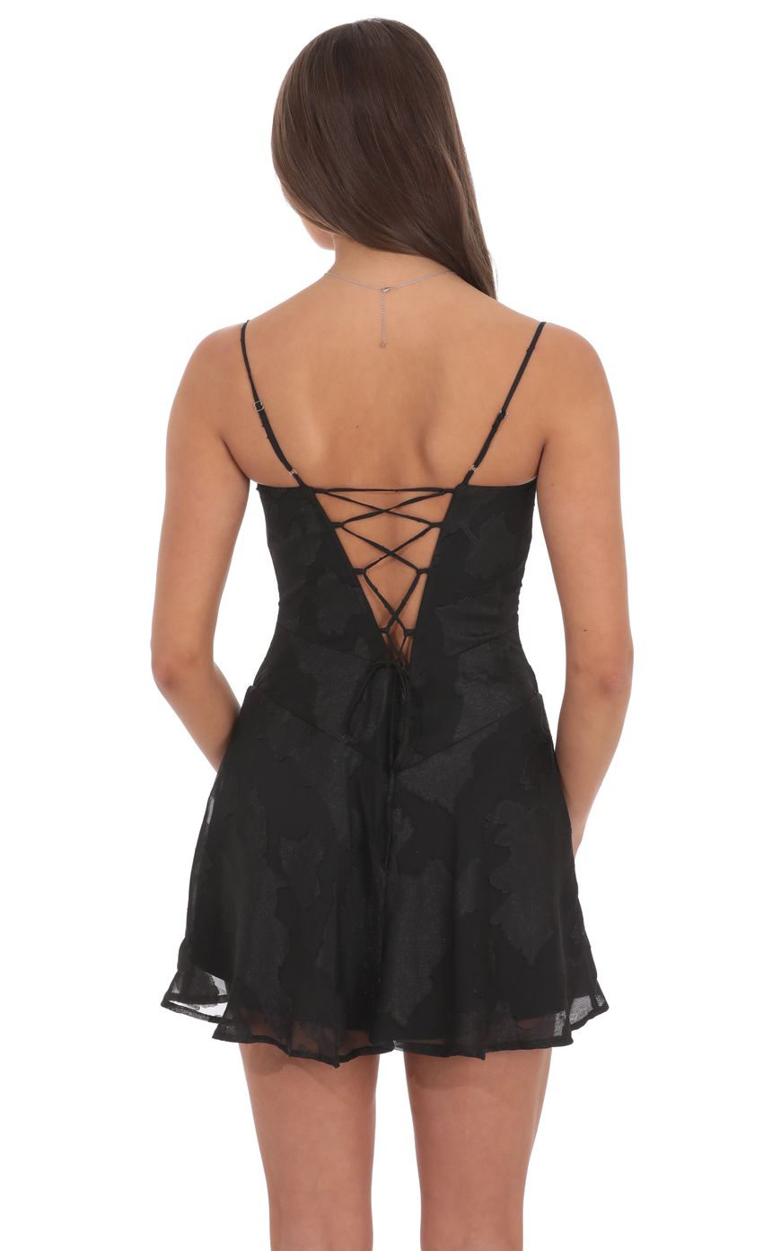 Lucy In The Sky Textured Pattern A-line Dress in Black