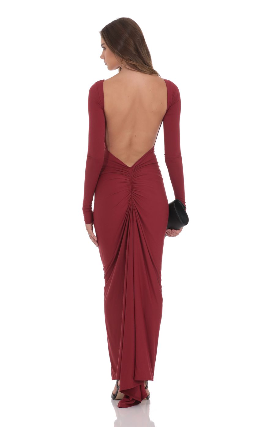 Lucy In The Sky Bodycon Open Back Dress in Maroon