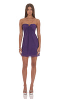 Lucy In The Sky Embellished Mesh Strapless Dress in Purple