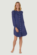 Lanz of Salzburg Women's Vintage Navy Heart Stripe Nightshirt