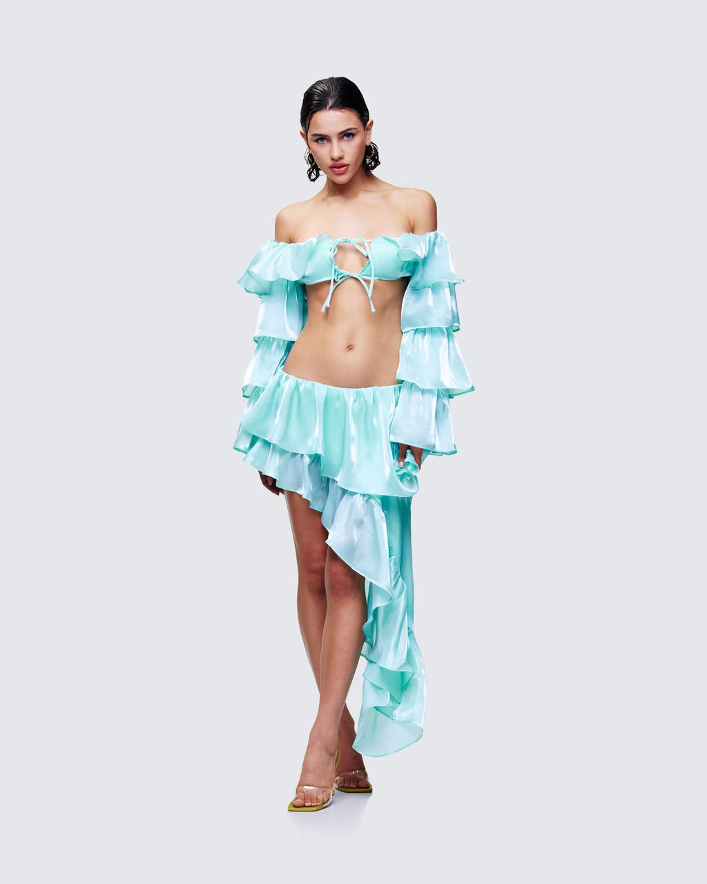 Finesse Skipper Ruffle Sleeve Crop Top