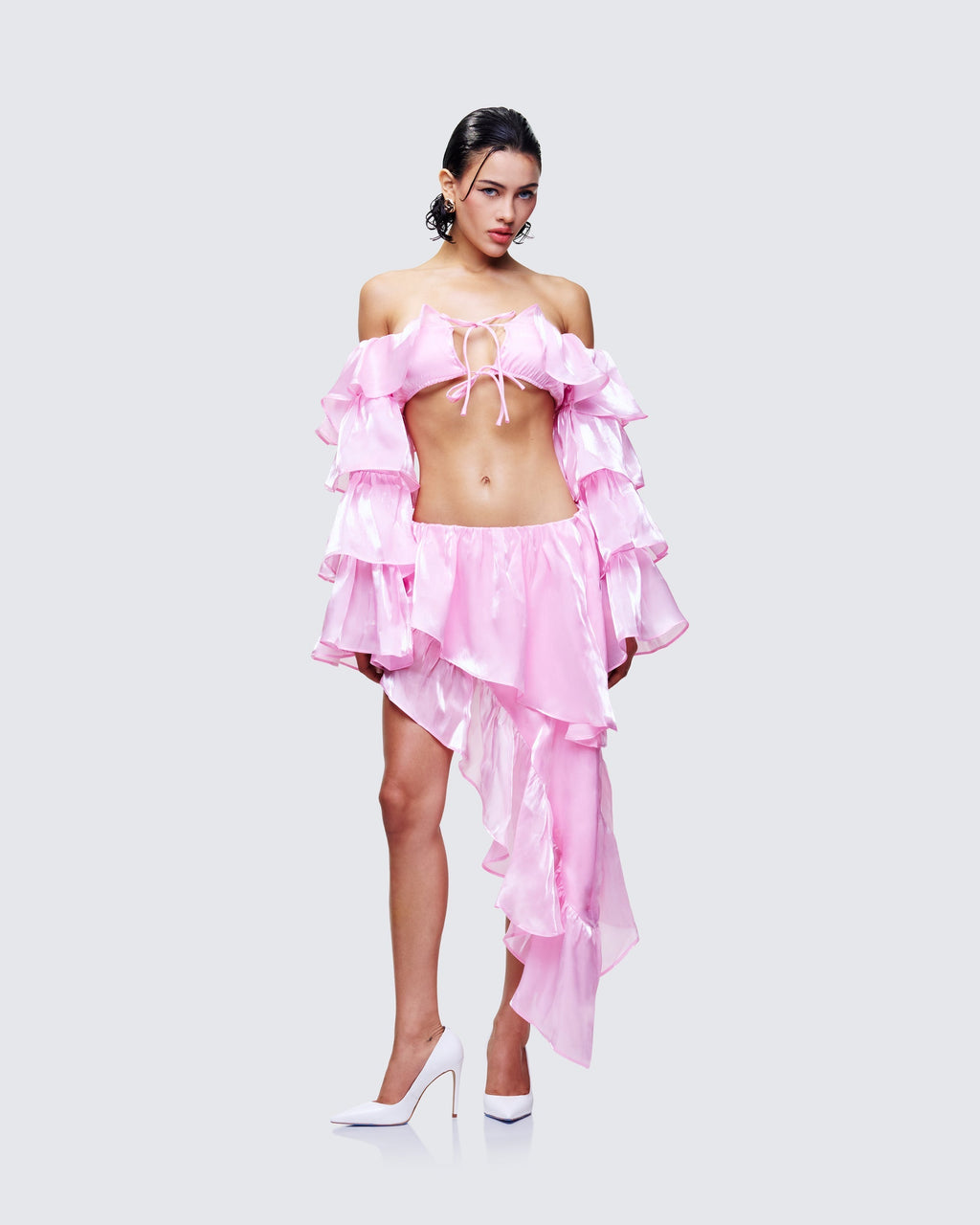 Finesse Skipper Ruffle Sleeve Crop Top