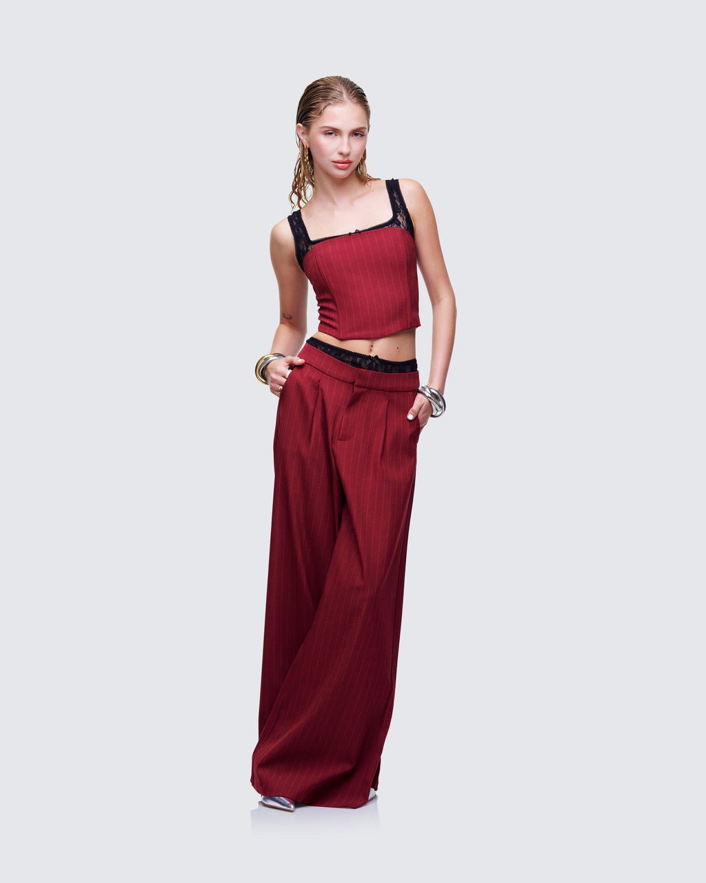 Scarlette Red Pinstripe Corset Top
