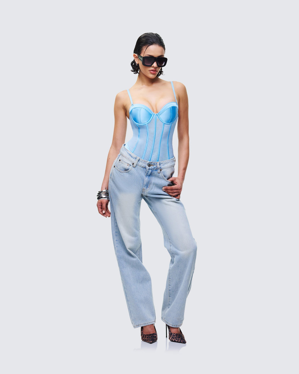 Finesse Cinderella Mesh Detachable Strap Bodysuit
