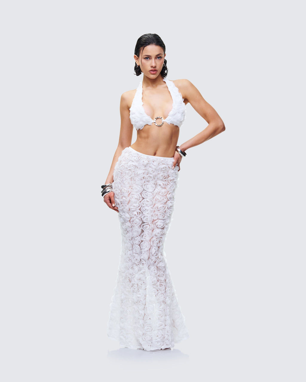 Finesse Ambrose White Flower Triangle Bra Top