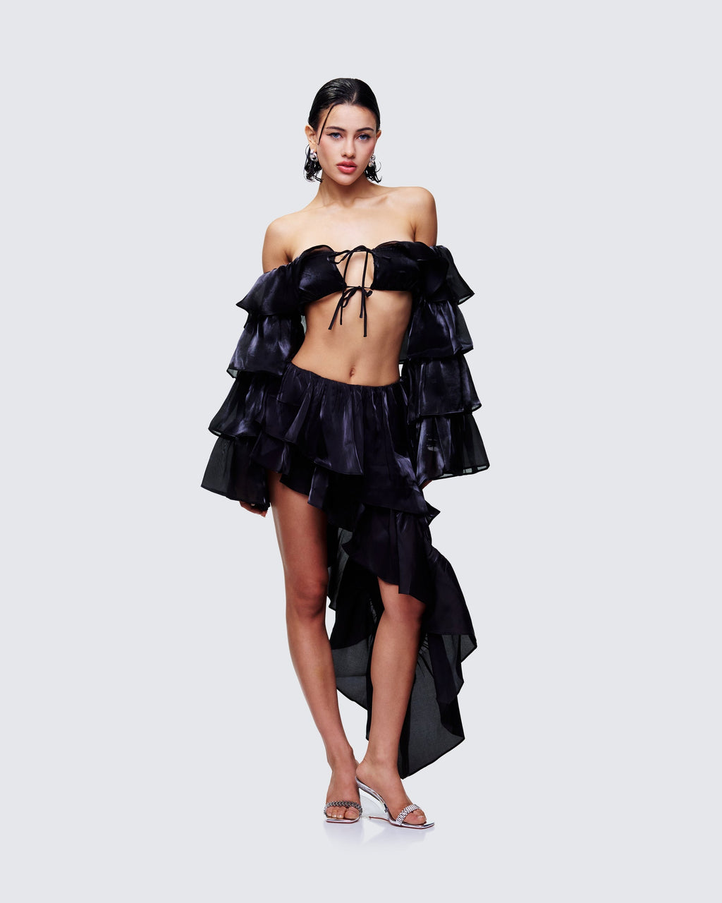 Finesse Skipper Ruffle Sleeve Crop Top