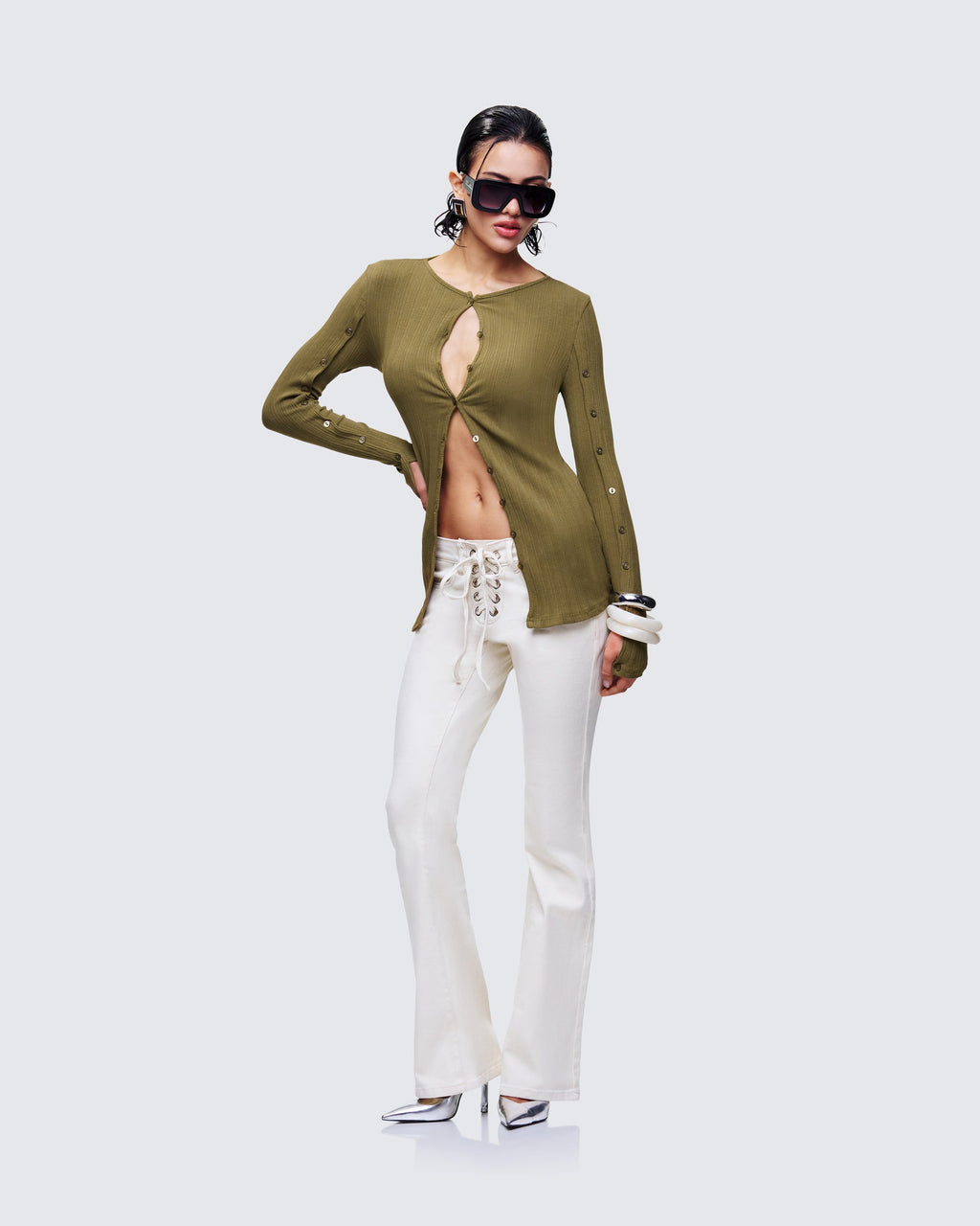 Finesse Aven Olive Texture Button Up Shirt