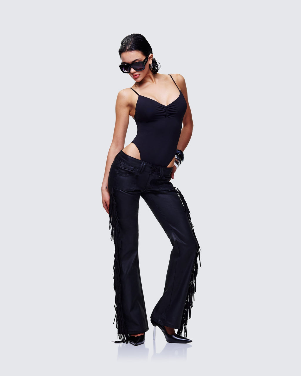 Finesse Delilah Black Denim Fringe Jeans